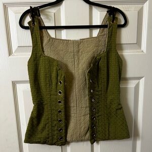 Renaissance Faire Reversible Green and Crème Bodice Corset